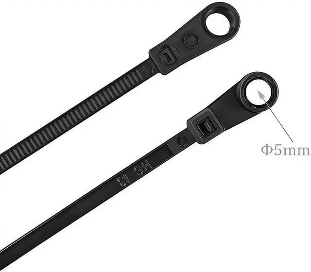 Alt view image 4 of 6 - Plastic Ties with Screw Holes (100 Pack) 7.5 Inch Mount Head Electrical Zip Ties 50 LBS UV Black