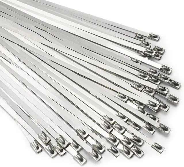 Main image of Metal Zip Ties 11.8 inch 100pcs 304 Stainless Steel Zip Ties Heavy Duty Multi-Purpose Self-Locking Cable Ties for Machinery Vehicles Exhaust Wrap Farms Pipes Roofs Cables and Outdoor Fence