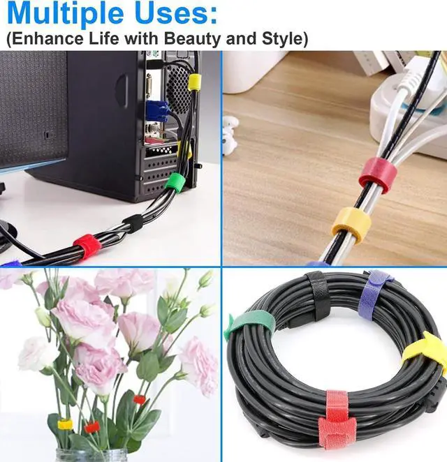 Alt view image 6 of 6 - 60 PCS 6 Inches Reusable Cable Ties Wire Ties Cord Organizer Cable Organizer Adjustable Cable Management - White