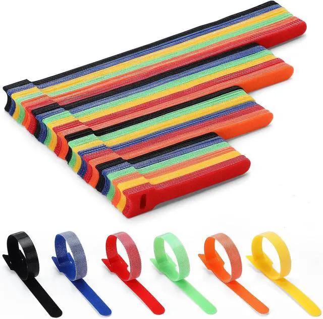 Main image of 150PCS Cable Ties 4+6+8+10 inch Multi-Colour Straps for Cable Management Adjustable Fastening Cord Wraps Multi-Purpose Reusable Hook and Loop for Home Office and Garage