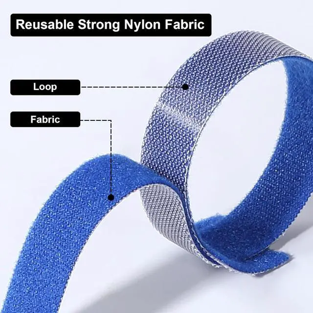 Alt view image 3 of 7 - 150PCS Cable Ties 4+6+8+10 inch Multi-Colour Straps for Cable Management Adjustable Fastening Cord Wraps Multi-Purpose Reusable Hook and Loop for Home Office and Garage