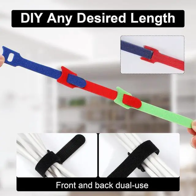 Alt view image 5 of 7 - 150PCS Cable Ties 4+6+8+10 inch Multi-Colour Straps for Cable Management Adjustable Fastening Cord Wraps Multi-Purpose Reusable Hook and Loop for Home Office and Garage