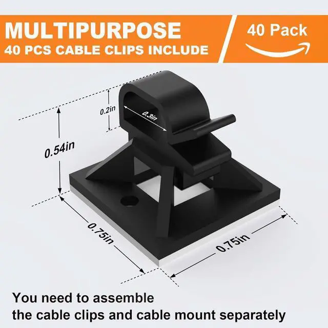 Alt view image 4 of 7 - 140 Pack 3/4 Zip Tie Adhesive Mounts Self Adhesive Cable Base Holders with Multi-Purpose Tie wire clips with screw hole Anchor stick on wire holder Black