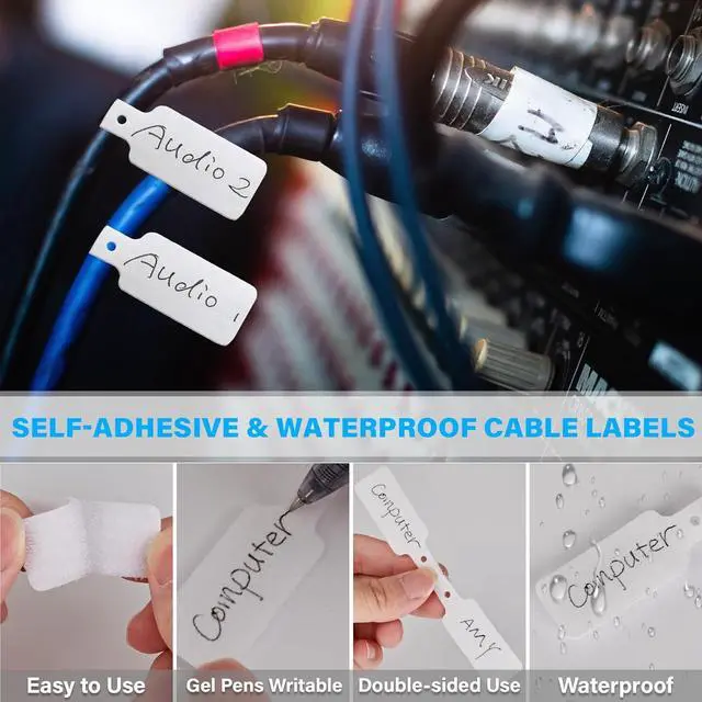 Alt view image 3 of 7 - 70 PCS Reusable Cable Ties with Hook and Loop Multi-purpose Adjustable Cable Management Wire Ties & 10 PCS Cable Labels Cord Organizer for Home Office and Data Centers (4/6/8 Inch Black+Grey)