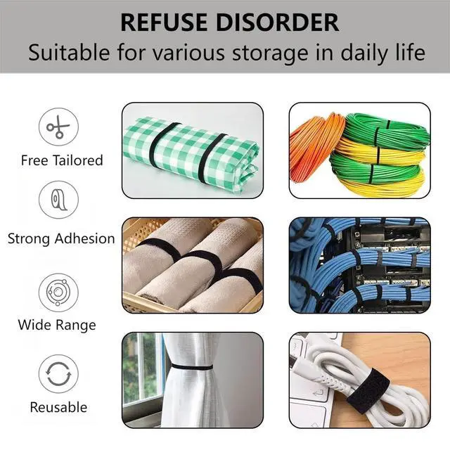 Alt view image 2 of 7 - 54 Yards x 1/2 Inch Reusable Cable Ties - Adjustable Cord Straps Cable Management Tape Cord Organization Straps Hook Loop Tape Cord Wrap for Home Office Wire Bundling (27Yd x 2 Rolls)