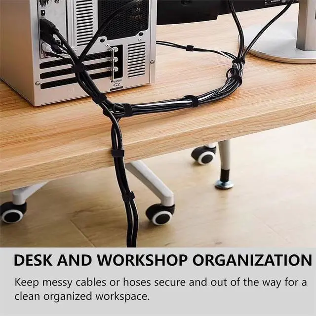 Alt view image 4 of 7 - 54 Yards x 1/2 Inch Reusable Cable Ties - Adjustable Cord Straps Cable Management Tape Cord Organization Straps Hook Loop Tape Cord Wrap for Home Office Wire Bundling (27Yd x 2 Rolls)