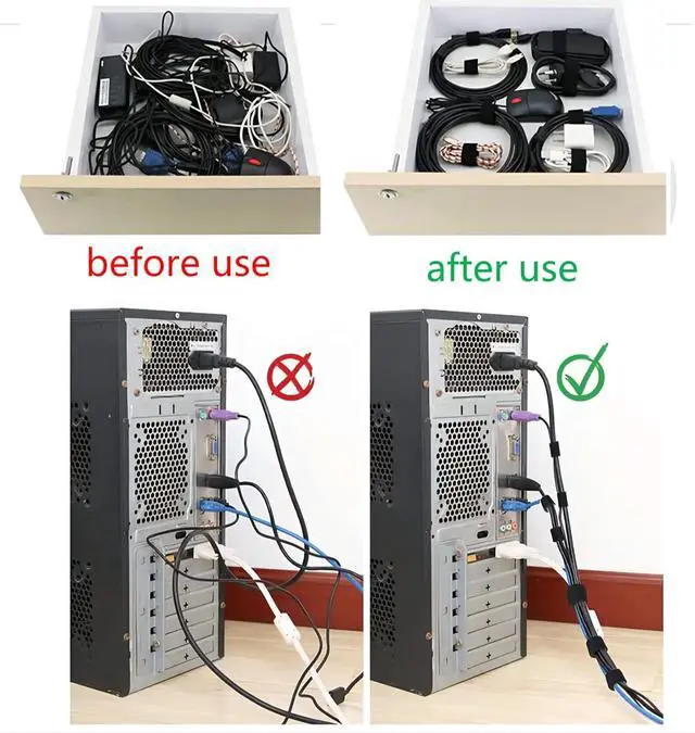 Alt view image 5 of 7 - 54 Yards x 1/2 Inch Reusable Cable Ties - Adjustable Cord Straps Cable Management Tape Cord Organization Straps Hook Loop Tape Cord Wrap for Home Office Wire Bundling (27Yd x 2 Rolls)