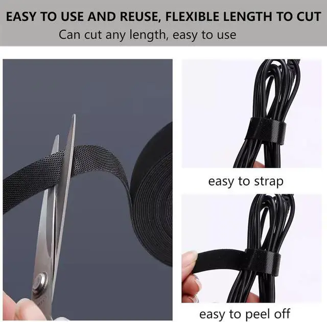 Alt view image 6 of 7 - 54 Yards x 1/2 Inch Reusable Cable Ties - Adjustable Cord Straps Cable Management Tape Cord Organization Straps Hook Loop Tape Cord Wrap for Home Office Wire Bundling (27Yd x 2 Rolls)