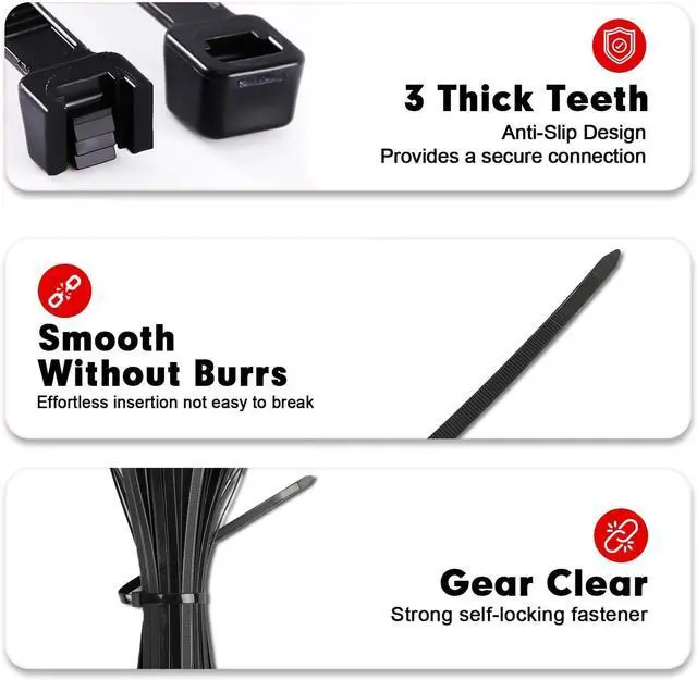 Alt view image 4 of 7 - Zip Ties 120 Pack 12 inch Black Cable Ties Heavy Duty Plastic Wire Ties with 100 lb Tensile Strength Black Nylon Zip Ties for Indoor and Outdoor