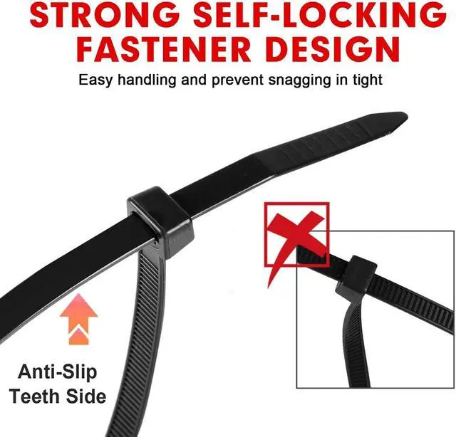 Alt view image 5 of 7 - Zip Ties 120 Pack 12 inch Black Cable Ties Heavy Duty Plastic Wire Ties with 100 lb Tensile Strength Black Nylon Zip Ties for Indoor and Outdoor