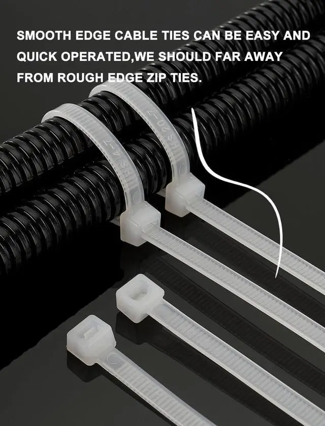 Alt view image 5 of 6 - Durable Plastic Zip Ties 4 Inch (Bulk-1000 Pack) Small Tie Wraps Thin 18 Lbs Self-Locking Nylon Cable Ties for Electronics Organizer Wire Zip Ties UV Rated Black