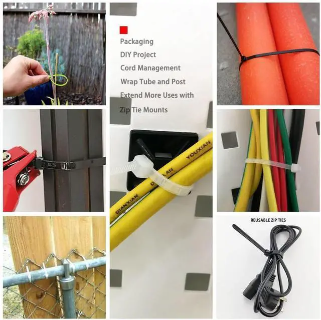 Alt view image 6 of 6 - Durable Plastic Zip Ties 4 Inch (Bulk-1000 Pack) Small Tie Wraps Thin 18 Lbs Self-Locking Nylon Cable Ties for Electronics Organizer Wire Zip Ties UV Rated Black