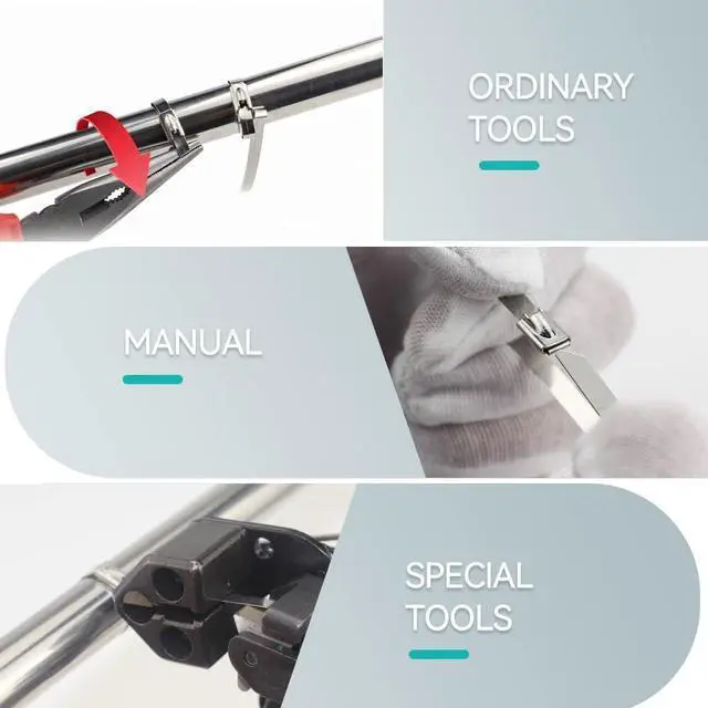 Alt view image 3 of 5 - Metal Zip Ties 11.8 inch 100pcs 304 Stainless Steel Locking Cable 250LB 300mm Heavy Duty Exhaust Wrap Multi Purpose Binding for machinery vehicles farms cables pipes Fence