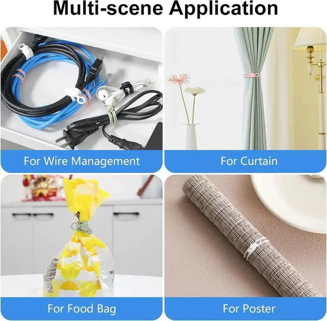 Alt view image 5 of 7 - 30Pcs Cord Organizer Silicone Cable Ties Reusable Cord Ties for Electronics Multipurpose Elastic Wire Ties Travel Essentials for Cable Organizer Wire Organizers for Fastening Cords