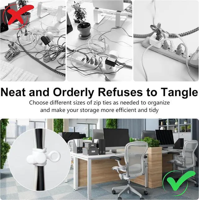 Alt view image 7 of 7 - 30Pcs Cord Organizer Silicone Cable Ties Reusable Cord Ties for Electronics Multipurpose Elastic Wire Ties Travel Essentials for Cable Organizer Wire Organizers for Fastening Cords