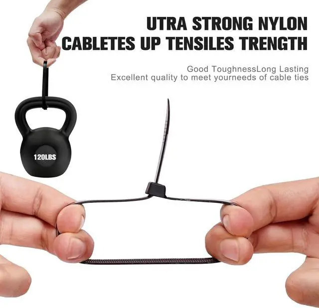 Alt view image 5 of 7 - Zip Ties 12 inch Heavy Duty Cable Ties with 120 Pounds Tensile StrengthBlack Zip Ties100 Pack Wire Ties for Indoor and Outdoor Use.
