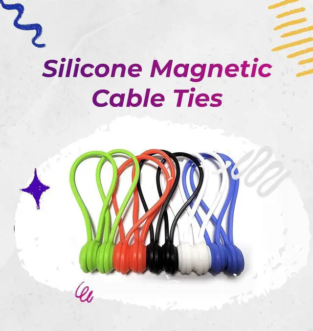 Alt view image 2 of 4 - 20 Pack Reusable Silicone Magnetic Cable Ties Twist Ties for Home/Office Cord Wrap Cable Organizer Magnetic Cord Holder Cable Organizer Fridge Magnets - Perfect Smart Home Gadgets! 10 COLORS