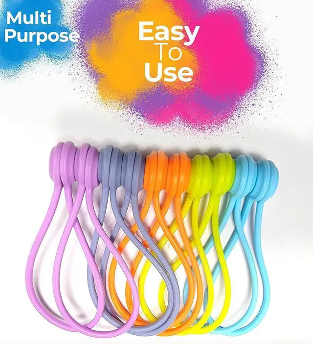 Alt view image 3 of 4 - 20 Pack Reusable Silicone Magnetic Cable Ties Twist Ties for Home/Office Cord Wrap Cable Organizer Magnetic Cord Holder Cable Organizer Fridge Magnets - Perfect Smart Home Gadgets! 10 COLORS