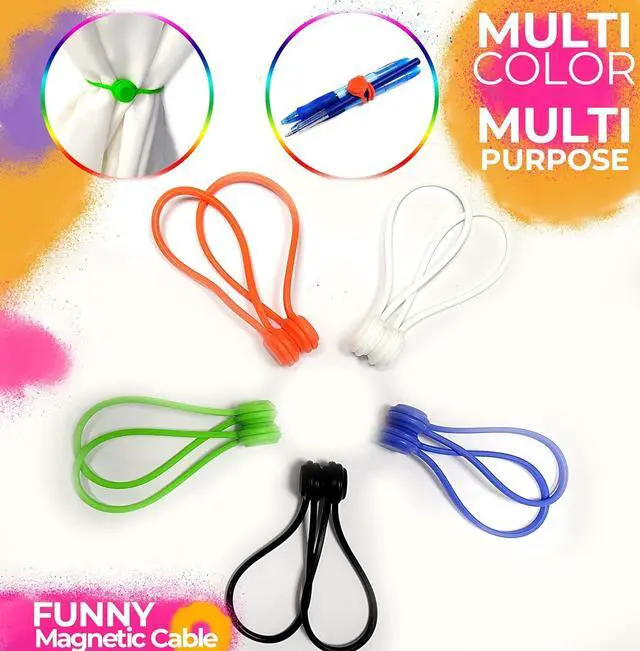 Alt view image 4 of 4 - 20 Pack Reusable Silicone Magnetic Cable Ties Twist Ties for Home/Office Cord Wrap Cable Organizer Magnetic Cord Holder Cable Organizer Fridge Magnets - Perfect Smart Home Gadgets! 10 COLORS