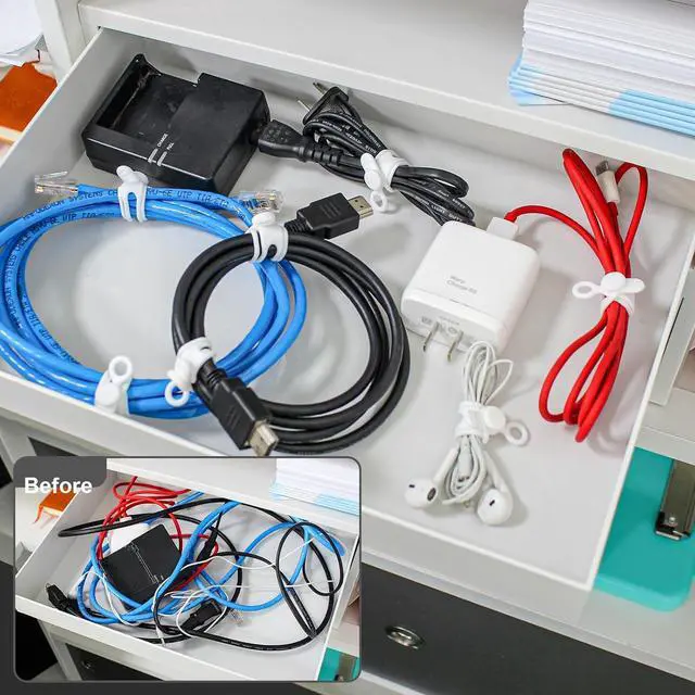 Alt view image 6 of 7 - 48Pcs Silicone Cable Ties Elastic Cord Ties for Cable Organizer Reusable Wire Management Cord Organizer Essentials Multipurpose Cable Management for Travel/Portable/Office/Home Desk