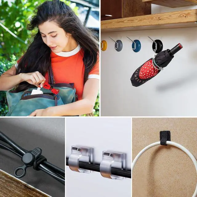Alt view image 7 of 7 - 48Pcs Silicone Cable Ties Elastic Cord Ties for Cable Organizer Reusable Wire Management Cord Organizer Essentials Multipurpose Cable Management for Travel/Portable/Office/Home Desk