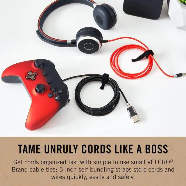 Alt view image 2 of 6 - ECO Collection | 5 Inch Small Straps for Cords | Reusable Cable Ties | 3/8 Wide Black 50 Pack