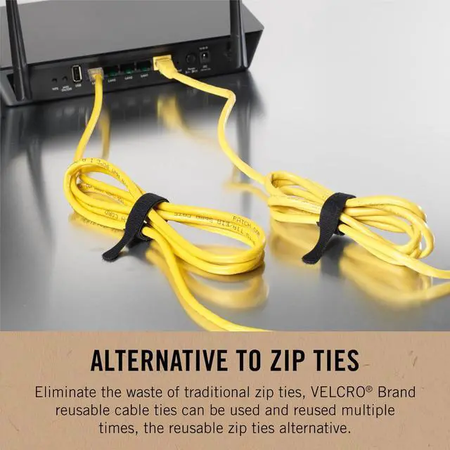 Alt view image 3 of 6 - ECO Collection | 5 Inch Small Straps for Cords | Reusable Cable Ties | 3/8 Wide Black 50 Pack