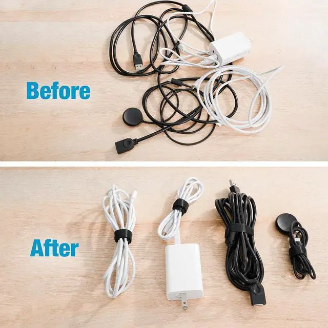 Alt view image 5 of 7 - 100 PCS 8-Inch Cable Ties Reusable Cable Management Under Desk Cord Organizer Cable Clips and Cord Wrap Black