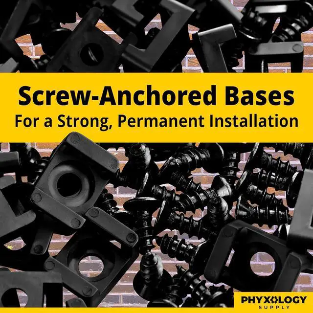 Alt view image 2 of 6 - Pro-Grade Slim 1x .6 Cable Tie Mounts With Screws 100 Pack. High Strength Black Zip Tie Bases For Wire Management. Permanently Anchor To Wall Desk or Baseboard. Run Cords at Your Home or Office