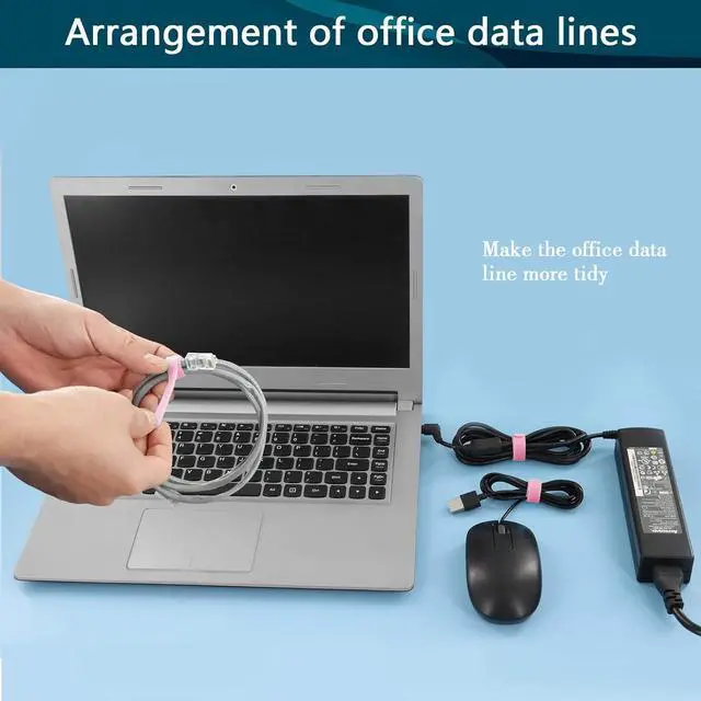 Alt view image 5 of 7 - YOVXLO 50PCS 6 Inch Reusable Cable Ties Adjustable Fastening Ties Microfiber Cloth for Computer Link Cable Cord Management (Pink)