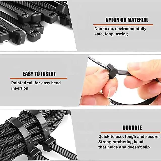 Alt view image 5 of 6 - Long zip ties 24 inch heavy duty zip ties for outdoor use 50 pcs strong extra thick wire ties black cable ties uv resistant big industrial plastic tie wraps