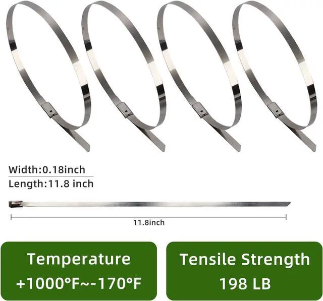 Alt view image 3 of 7 - 100pcs Metal Zip Ties Heavy Duty Outdoor Use Chain Link Fence Parts Chicken Coop Accessories Stainless Steel Zip Ties Heavy Duty Chain Link Fence Ties Electrical Cable Ties Pipes Exhaust Wrap