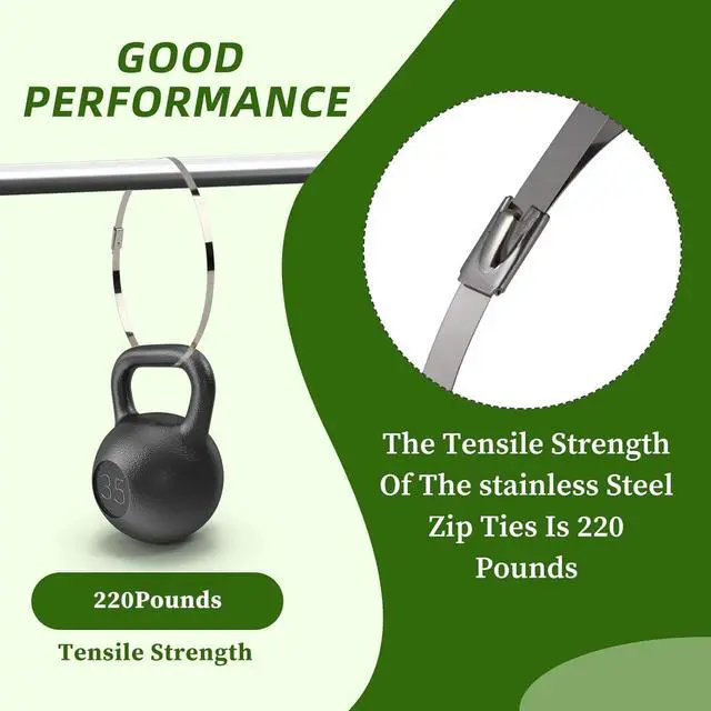 Alt view image 4 of 7 - 100pcs Metal Zip Ties Heavy Duty Outdoor Use Chain Link Fence Parts Chicken Coop Accessories Stainless Steel Zip Ties Heavy Duty Chain Link Fence Ties Electrical Cable Ties Pipes Exhaust Wrap