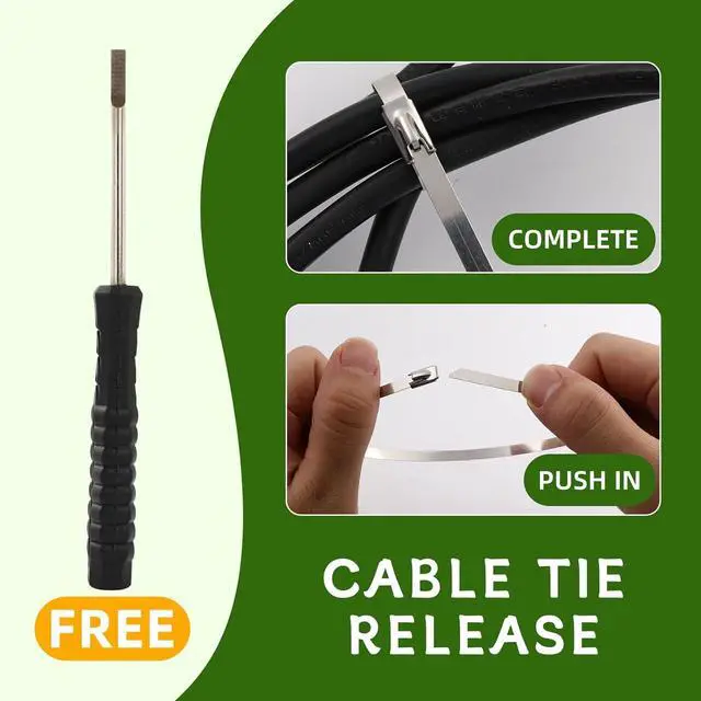 Alt view image 5 of 7 - 100pcs Metal Zip Ties Heavy Duty Outdoor Use Chain Link Fence Parts Chicken Coop Accessories Stainless Steel Zip Ties Heavy Duty Chain Link Fence Ties Electrical Cable Ties Pipes Exhaust Wrap