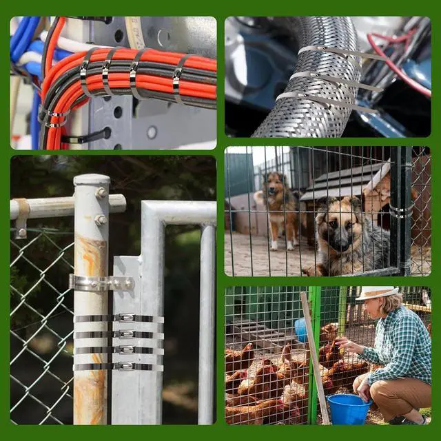 Alt view image 6 of 7 - 100pcs Metal Zip Ties Heavy Duty Outdoor Use Chain Link Fence Parts Chicken Coop Accessories Stainless Steel Zip Ties Heavy Duty Chain Link Fence Ties Electrical Cable Ties Pipes Exhaust Wrap