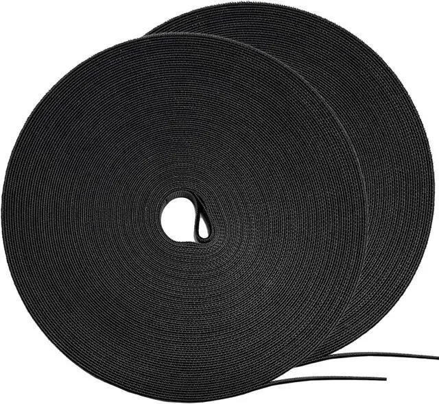Main image of 164ft x 1/2 inch Reusable Fastening Cable Ties Hook and Loop Roll Self-Gripping Bundling Straps for Cord Manage Home Office Electrical Cords Data Center Black 2 Roll