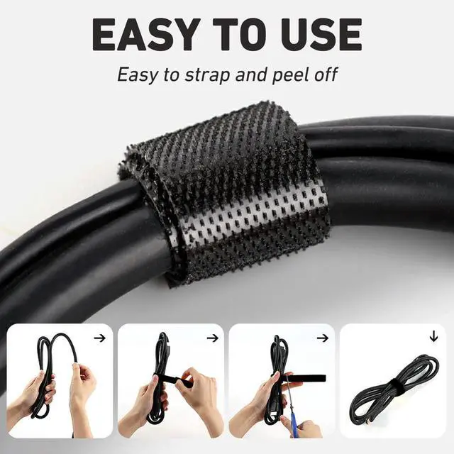 Alt view image 5 of 7 - 164ft x 1/2 inch Reusable Fastening Cable Ties Hook and Loop Roll Self-Gripping Bundling Straps for Cord Manage Home Office Electrical Cords Data Center Black 2 Roll