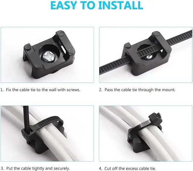 Alt view image 6 of 6 - Cable Tie Mounting 100 Pcs Zip Tie Base 5 mm(M5) Screw Hole 23x16x9(L*W*H) mm Cord Tie Mount Wire Tie Holder Fix Bottom Wire Management for Home/Office/Outdoor/Garden