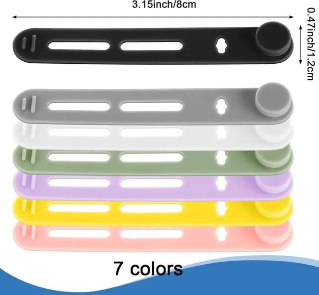 Alt view image 2 of 7 - 42 Pcs Silicone Cable Ties Reusable Cord Straps Multipurpose Elastic Cable Organizer for Bundling Fastening Earphone Phone Charger Home Office School(Multicolor 3.15 Inch)