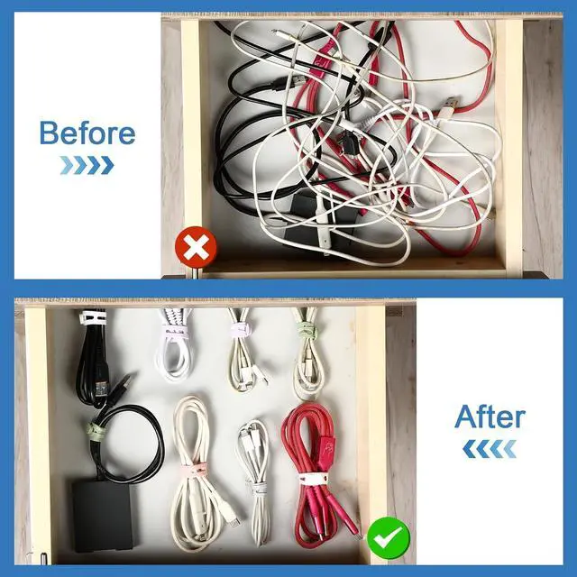 Alt view image 6 of 7 - 42 Pcs Silicone Cable Ties Reusable Cord Straps Multipurpose Elastic Cable Organizer for Bundling Fastening Earphone Phone Charger Home Office School(Multicolor 3.15 Inch)