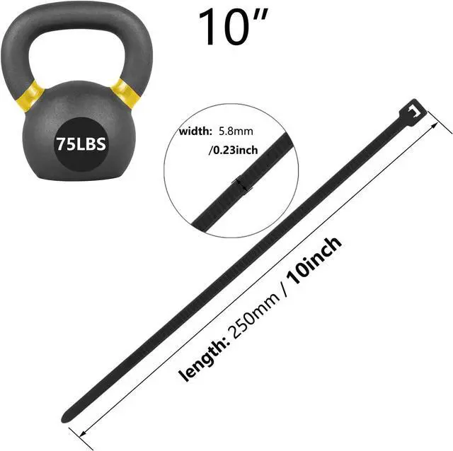 Alt view image 2 of 6 - 200PCS 10 inch Black Zip Ties 75LBS Tensile Strength Self-Locking heavy duty UV Resistant Cable Tie Wraps for indoor and outdoor use(Black)