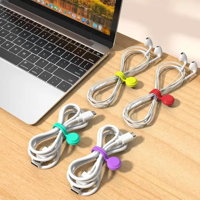 Alt view image 2 of 7 - Magnetic Cable Ties 10 PCS Reusable Cable Organizers Earbuds Cords USB Cable Manager Keeper Wrap Ties Straps Bookmark Clips Whiteboard Noticeboard Fridge Magnets for Office, School, Home Organization
