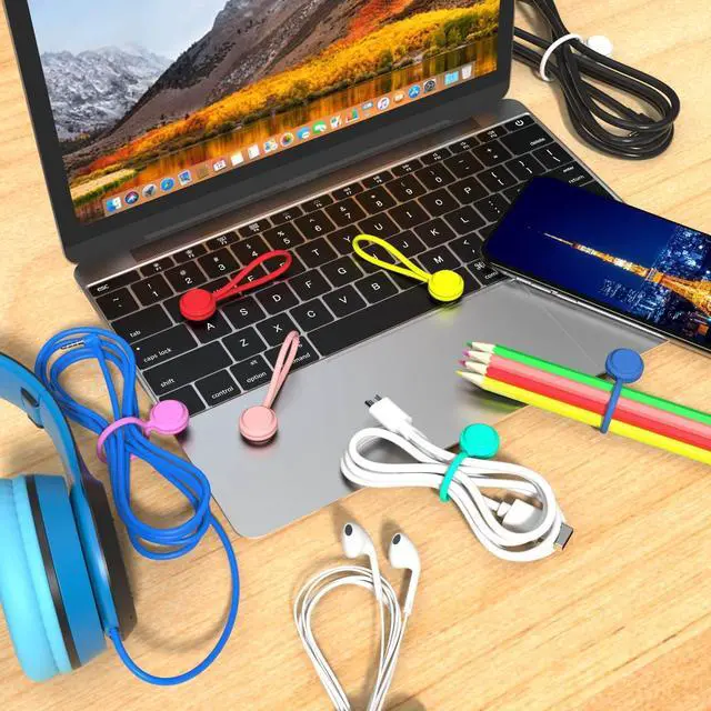 Alt view image 3 of 7 - Magnetic Cable Ties 10 PCS Reusable Cable Organizers Earbuds Cords USB Cable Manager Keeper Wrap Ties Straps Bookmark Clips Whiteboard Noticeboard Fridge Magnets for Office, School, Home Organization