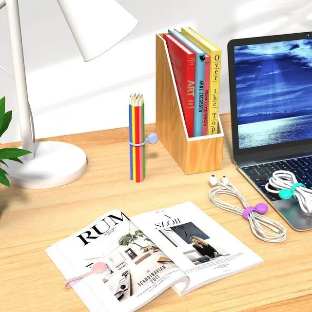 Alt view image 4 of 7 - Magnetic Cable Ties 10 PCS Reusable Cable Organizers Earbuds Cords USB Cable Manager Keeper Wrap Ties Straps Bookmark Clips Whiteboard Noticeboard Fridge Magnets for Office, School, Home Organization