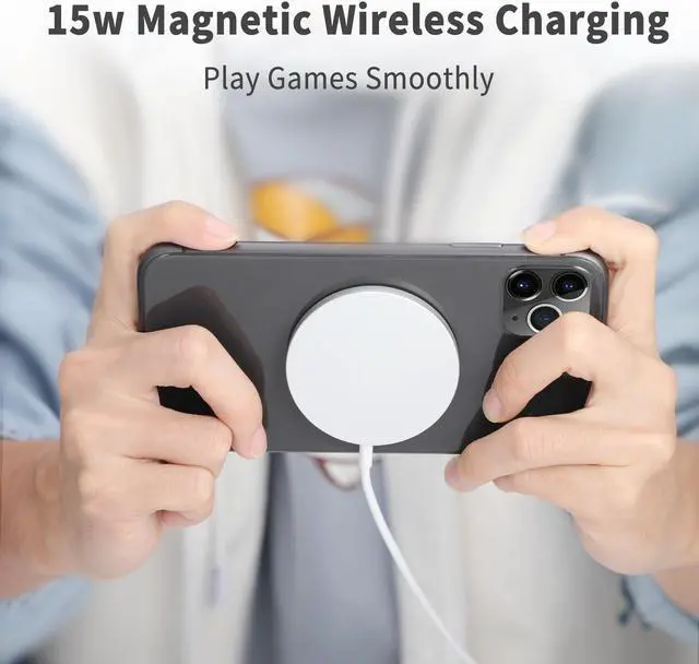 Alt view image 3 of 7 - 15W Magnetic Wireless Charger, 15W Fast Wireless Charging Pad Compatible with iPhone 12 Mini/12 Pro Max/11 Pro Max/XS MAX, AirPods, Samsung S10/Note 20, Huawei Xiaomi, All Enabled Phone
