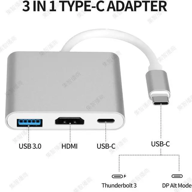 Alt view image 2 of 7 - USB C to HDMI Adapter, USB 3.1 Type-C Hub to HDMI 4K+USB 3.0+USB-C Charging Port, Macbook/iMac HDMI Adapter,USB-C Digital AV Multiport Adapter for MacBook Pro/ iPad Pro/S8+/S9+/Projector/Monitor