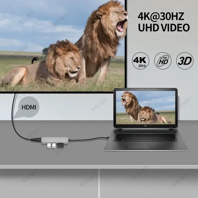 Alt view image 7 of 7 - USB C Hub HDMI Adapter for MacBook Pro 2019/2018/2017, Longwwin 5 in 1 Dongle USB-C to HDMI, Sd/TF Card Reader and 2 Ports USB 3.0 ( Gray)
