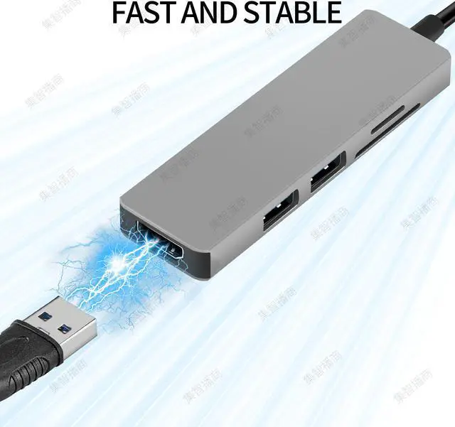 Alt view image 3 of 7 - USB C Hub HDMI Adapter for MacBook Pro 2019/2018/2017, Longwwin 5 in 1 Dongle USB-C to HDMI, Sd/TF Card Reader and 2 Ports USB 3.0 ( Gray)