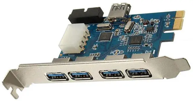 Alt view image 2 of 3 - 5 Ports PCI-E PCI Express Card to USB 3.0+19 Pin Connector 4 Pin Adapter For Win7/8