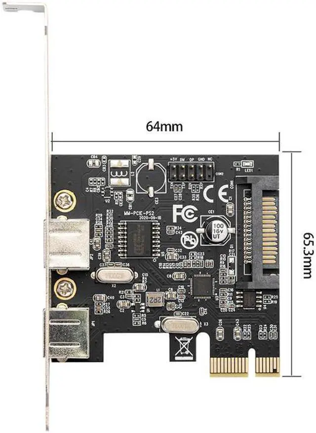 Alt view image 4 of 6 - IOCREST PCI Express 2 Ports PS2 PS/2 for PC Keyboard Mouse Adapter  Expansion Card with 4 Pin Power Connector